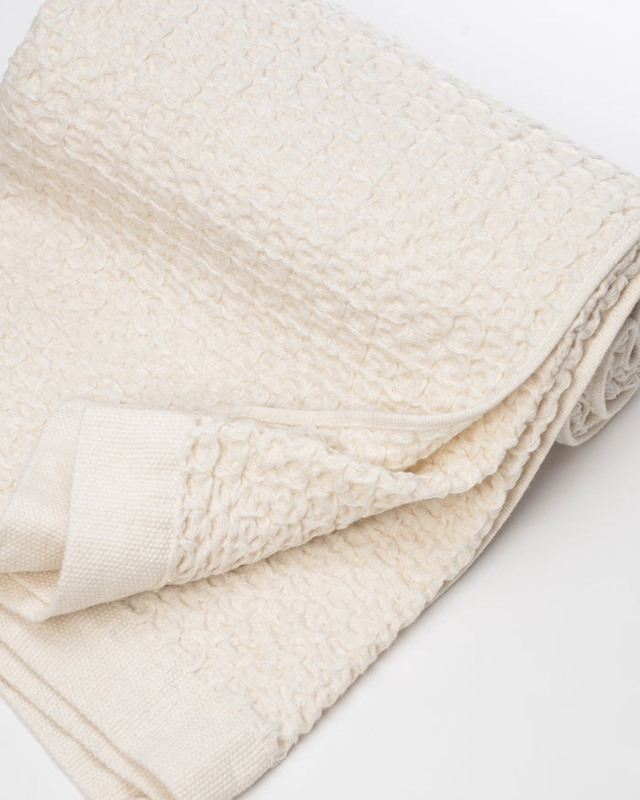 Lattice Linen Bath Towel - Ivory