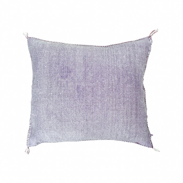 Artisanal Handmade Moroccan embroidered cactus silk sabra pillow handwoven purple