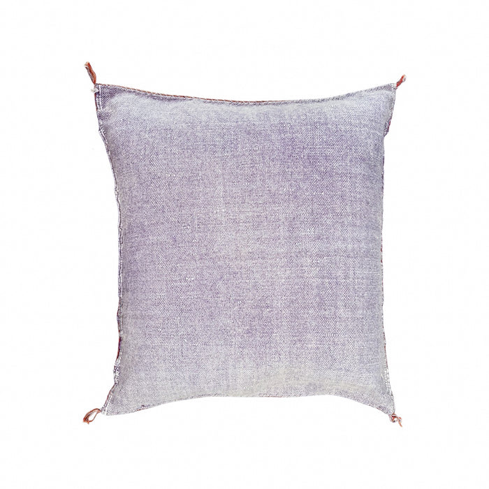 Artisanal Handmade Moroccan embroidered cactus silk sabra pillow handwoven purple