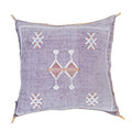 Artisanal Handmade Moroccan embroidered cactus silk sabra pillow handwoven purple