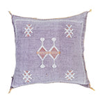 Artisanal Handmade Moroccan embroidered cactus silk sabra pillow handwoven purple