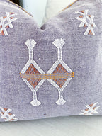 Artisanal Handmade Moroccan embroidered cactus silk sabra pillow handwoven purple