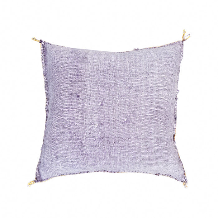 Artisanal Handmade Moroccan embroidered cactus silk sabra pillow handwoven purple