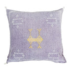 Artisanal Handmade Moroccan embroidered cactus silk sabra pillow handwoven purple
