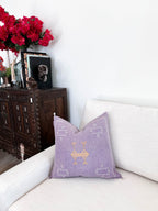 Artisanal Handmade Moroccan embroidered cactus silk sabra pillow handwoven purple
