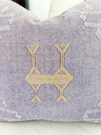 Artisanal Handmade Moroccan embroidered cactus silk sabra pillow handwoven purple