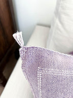 Artisanal Handmade Moroccan embroidered cactus silk sabra pillow handwoven purple