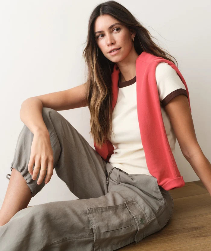 Lexi Rib Ringer Tee Cream & Coffee
