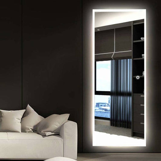 Lighted Dressing Mirror Large Rectangle Bathroom Mirrors Dimmable LED Vanity Mirror with Touch Button