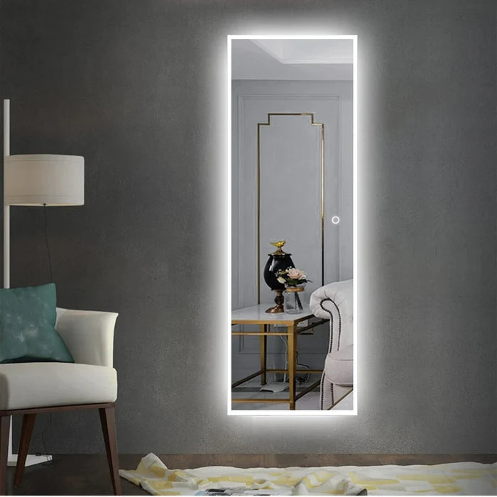 Lighted Dressing Mirror Large Rectangle Bathroom Mirrors Dimmable LED Vanity Mirror with Touch Button