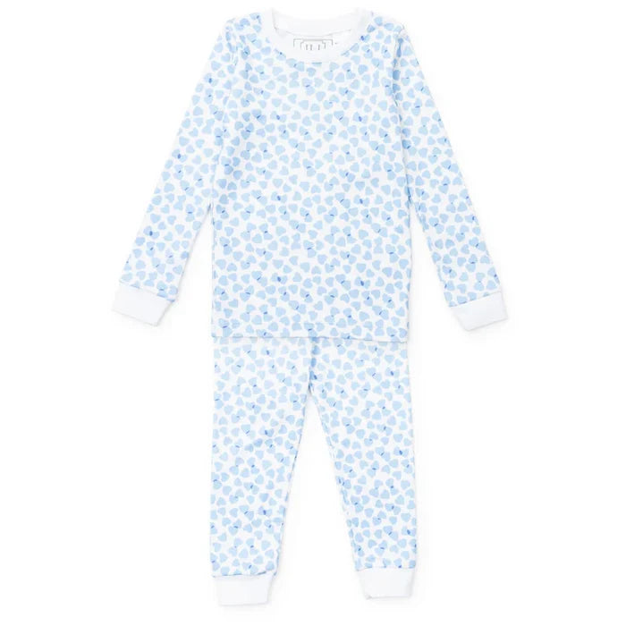 Lila + Hayes Grayson Pajama Set in Blue Confetti Hearts