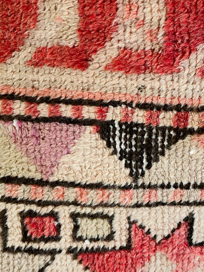 Lindsay Handmade traditional Turkish oushak pillow cover made with vintage rugs 24x24 beige red stars