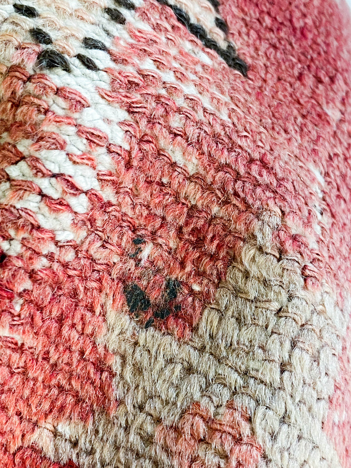 Lindsay Handmade traditional Turkish oushak pillow cover made with vintage rugs 24x24 beige red stars