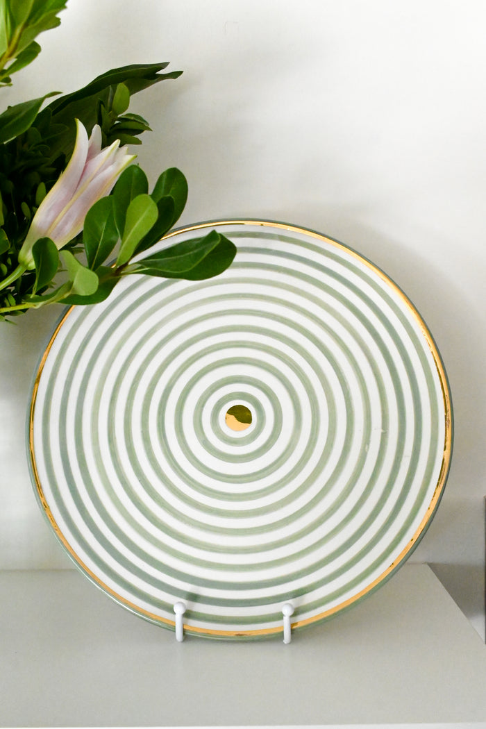 Lulu Moroccan Plate in Mint Stripe