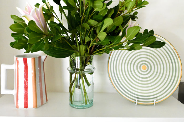 Lulu Moroccan Plate in Mint Stripe