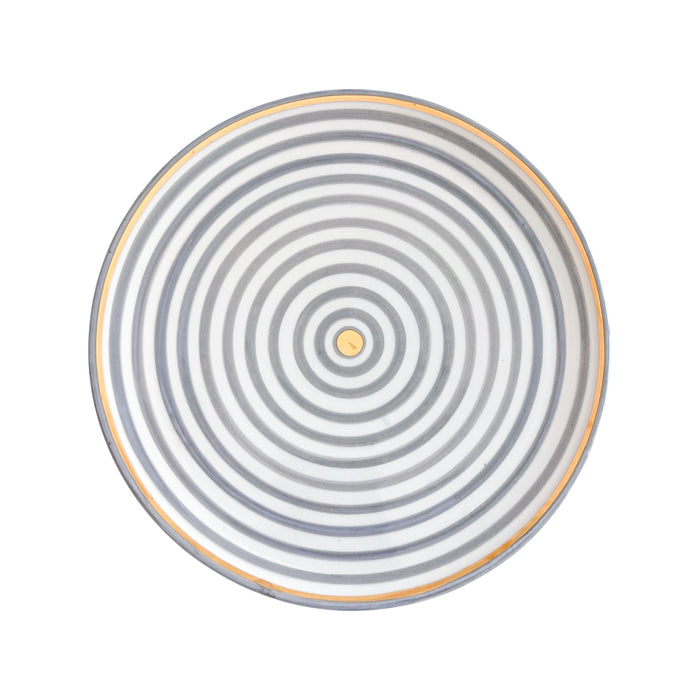 gray striped handmade moroccan plate with gold detail