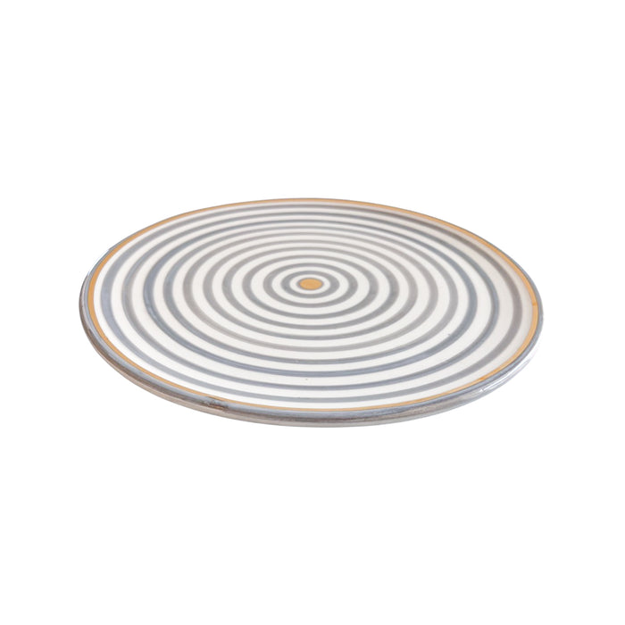 gray striped handmade moroccan plate with gold detail