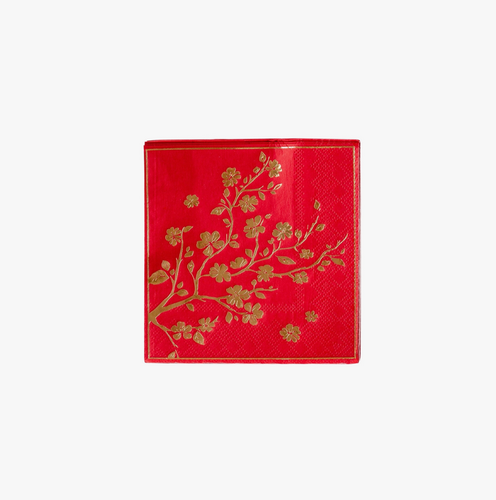 Lunar New Year Foiled Floral Branch Napkin