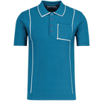 MADCAP Cagney Retro Textured Pocket Piping Polo Top in Corsair