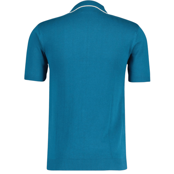 MADCAP Cagney Retro Textured Pocket Piping Polo Top in Corsair