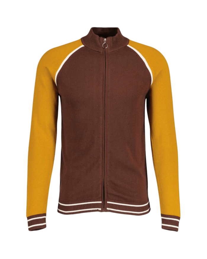 MADCAP Fuller Retro Colour Block Raglan Sleeve Knitted Track Top