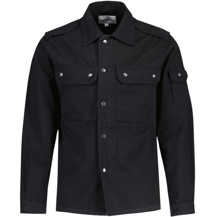 MADCAP Interstellar Retro Military Shirt Jacket with Epaulets in Black