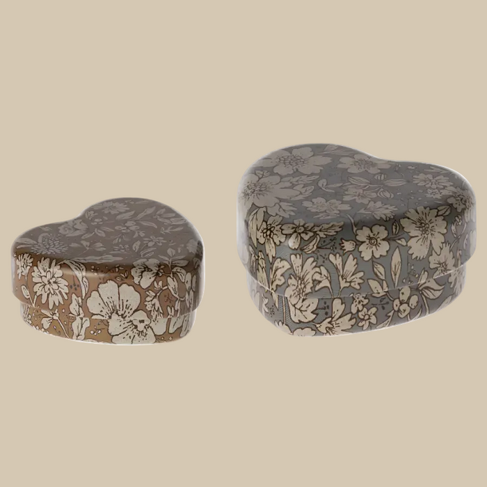Maileg Metal Heart Box 2Pcs Set - Blue Ocher Blossom  '24