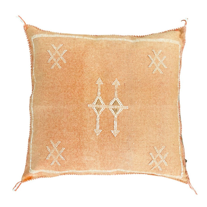 handmade Moroccan embroidered cactus silk sabra pillow bright orange