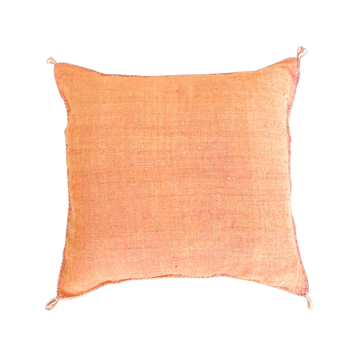 Artisanal Handmade Moroccan embroidered cactus silk sabra pillow orange handwoven