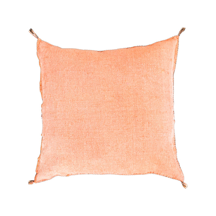 Artisanal Handmade Moroccan embroidered cactus silk sabra pillow orange handwoven