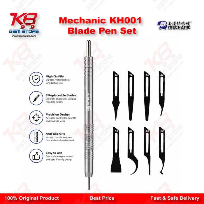 Mechanic KH-001 Quick Disassembly Blade Pen Set – 8 Blade PCB Glue Removal & IC Prying Tool