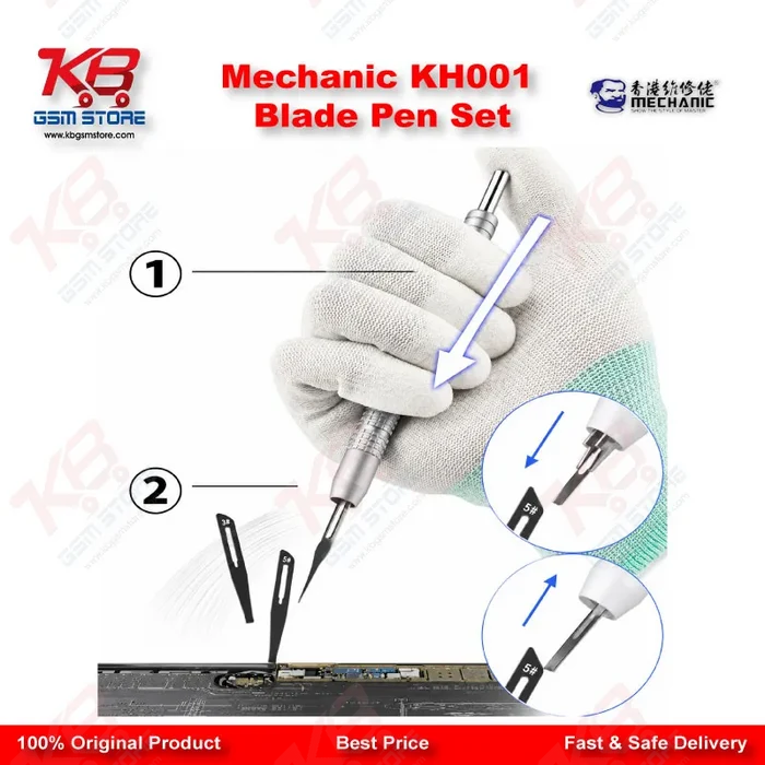 Mechanic KH-001 Quick Disassembly Blade Pen Set – 8 Blade PCB Glue Removal & IC Prying Tool