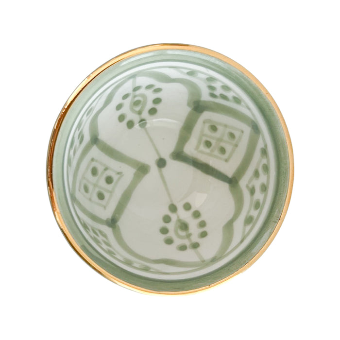 green motif moroccan trinket dish, sauce bowl