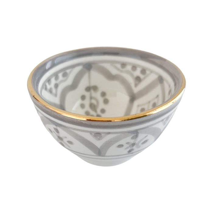 gray pattern motif moroccan trinket dish, mini sauce bowl