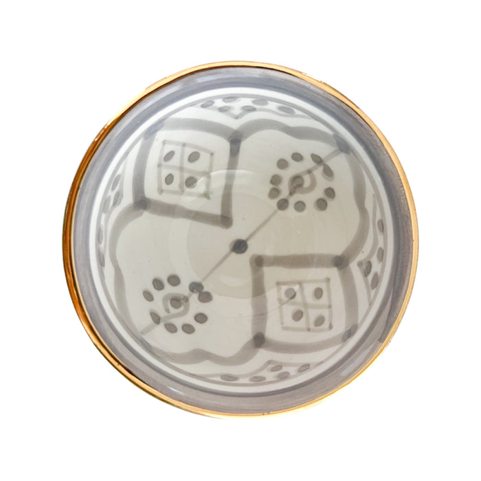 gray pattern motif moroccan trinket dish, mini sauce bowl