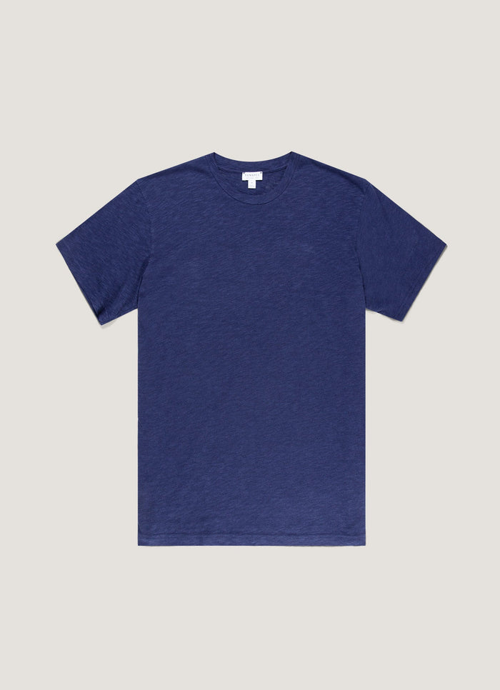 Men's Cotton Linen T-shirt in Ink Blue