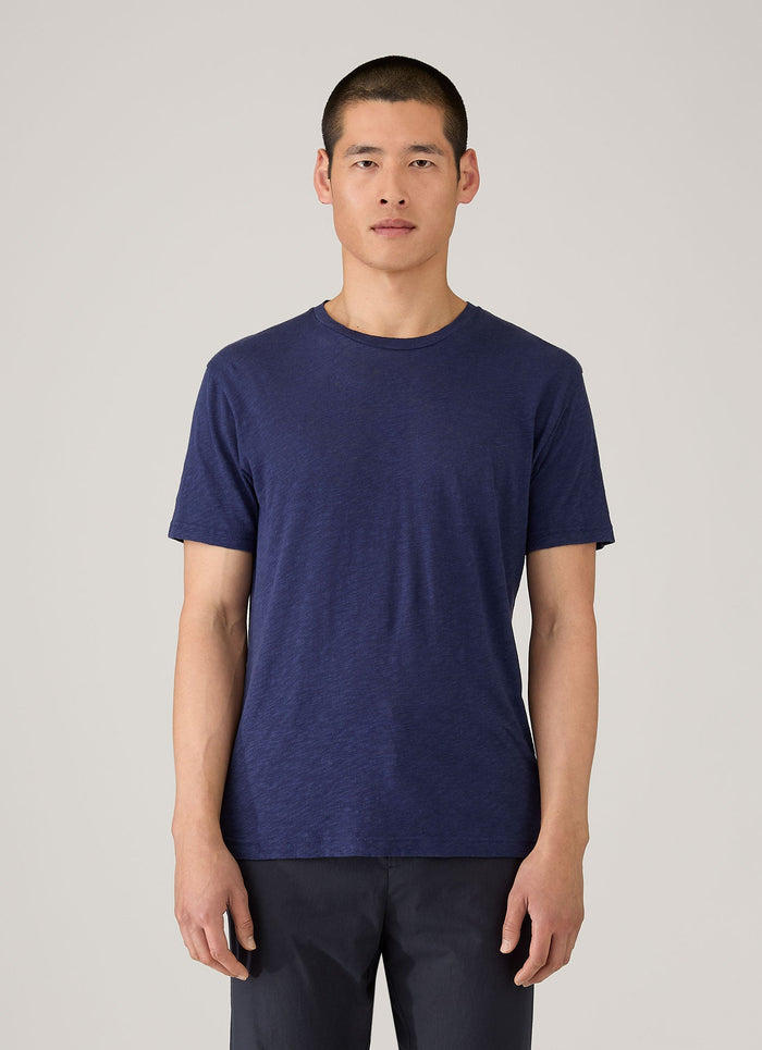 Men's Cotton Linen T-shirt in Ink Blue