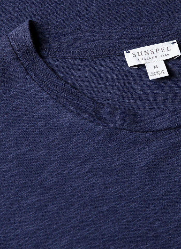 Men's Cotton Linen T-shirt in Ink Blue