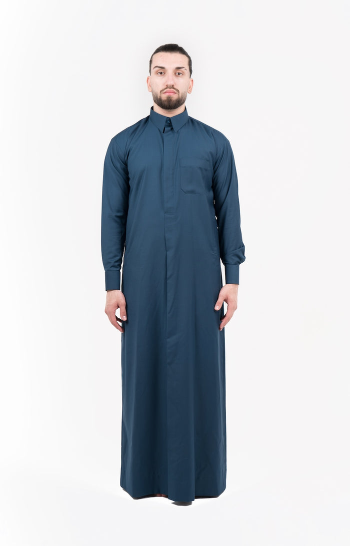 Mens Plain Cashmere Wool 3 Thobe Bundle Set + FREE Shemagh & Skull Cap