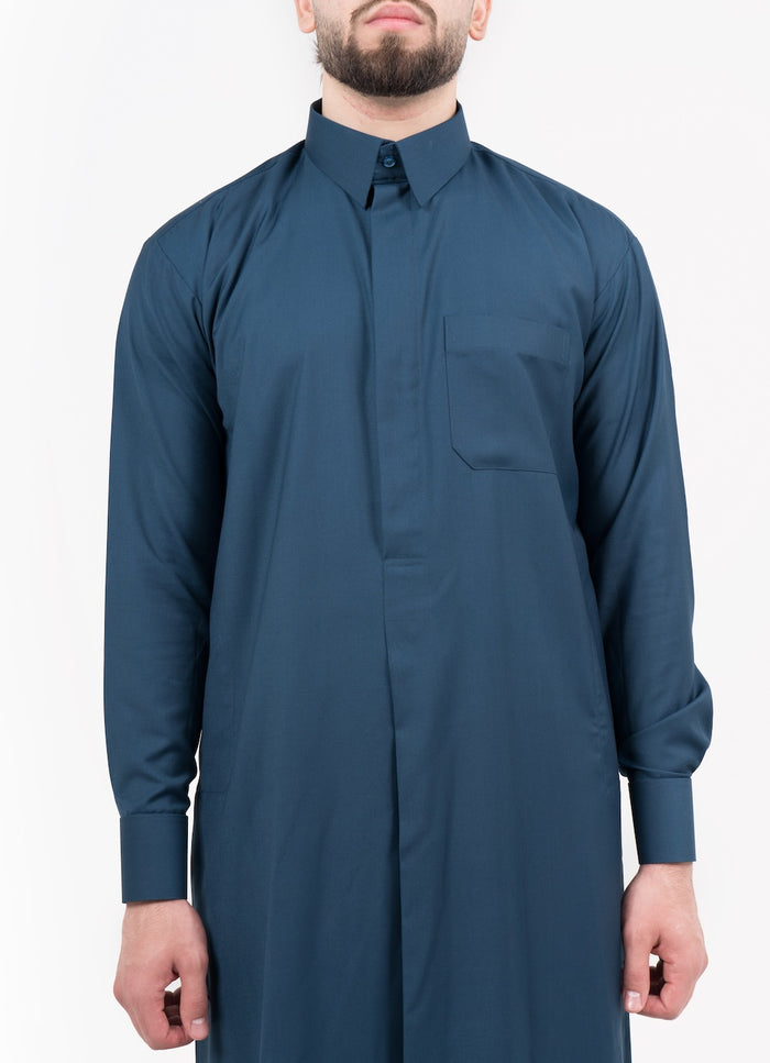 Mens Plain Cashmere Wool 3 Thobe Bundle Set + FREE Shemagh & Skull Cap