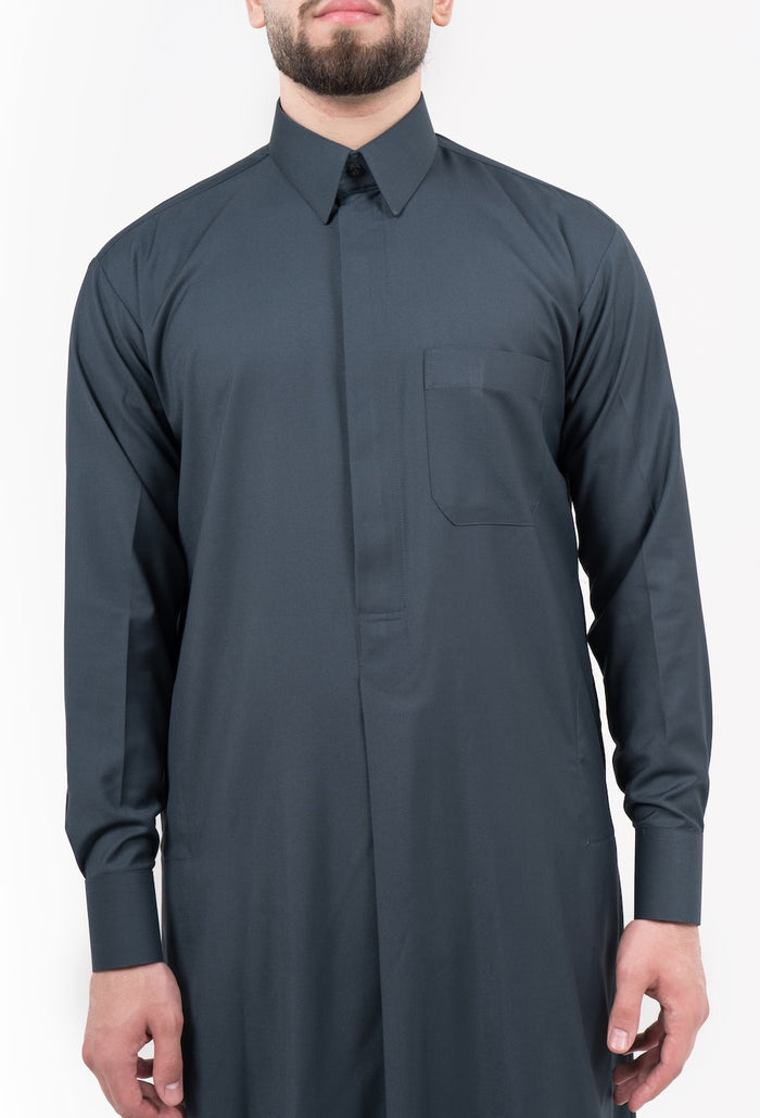 Mens Plain Cashmere Wool 3 Thobe Bundle Set + FREE Shemagh & Skull Cap