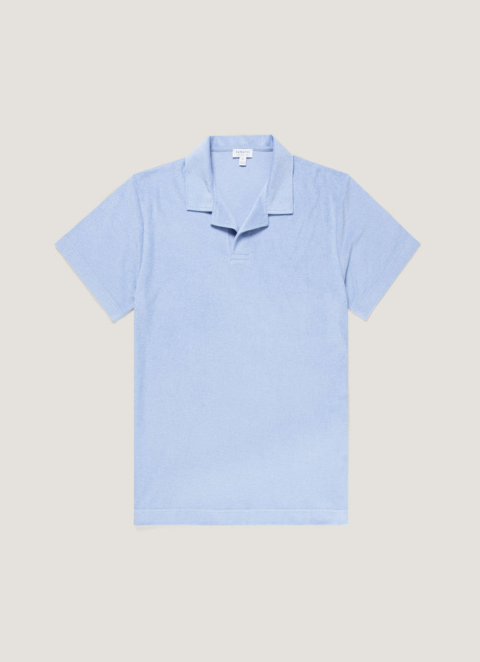 Men's Towelling Polo Shirt in Sky