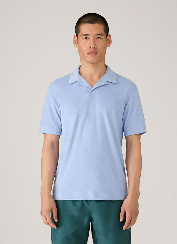 Men's Towelling Polo Shirt in Sky