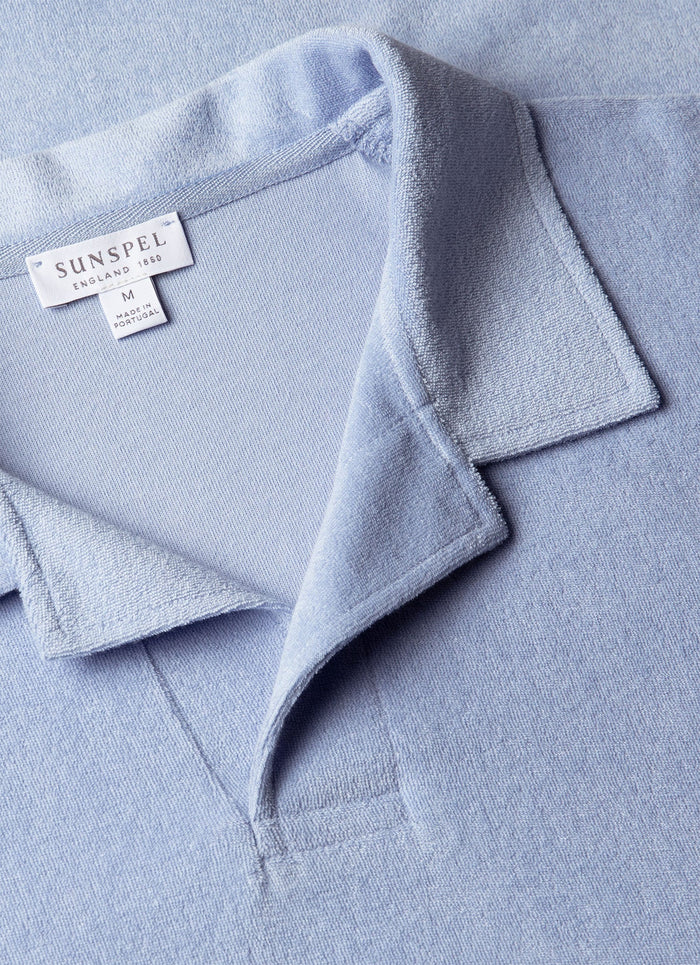 Men's Towelling Polo Shirt in Sky