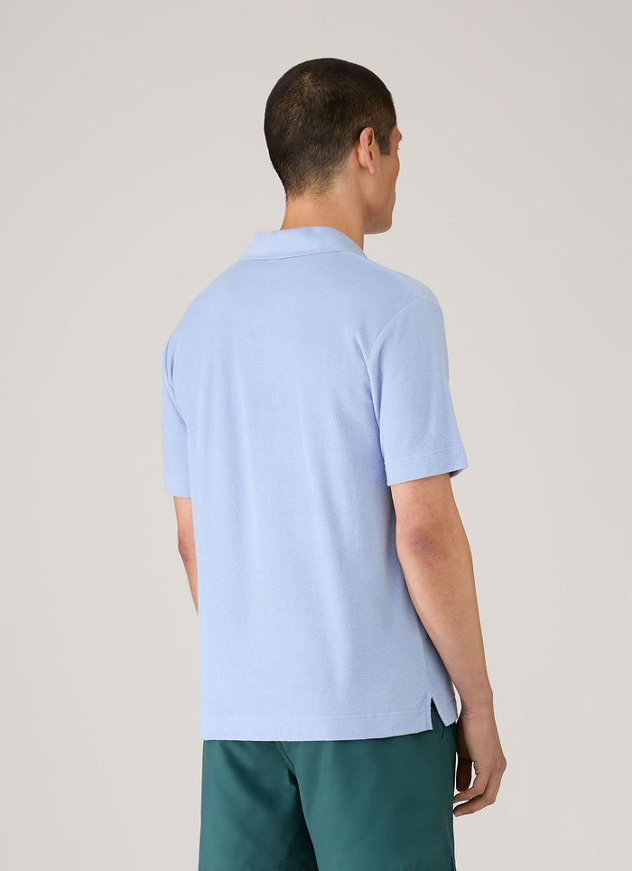 Men's Towelling Polo Shirt in Sky