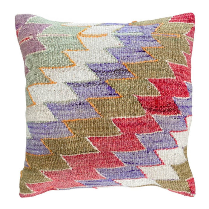 traditional Handmade Turkish kilim pillow cover made with vintage rugs 16x16 stripe