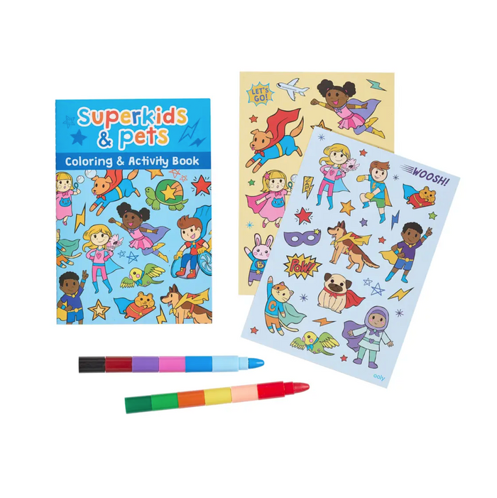 Mini Traveler Coloring + Activity Kit - Superkids & Pets