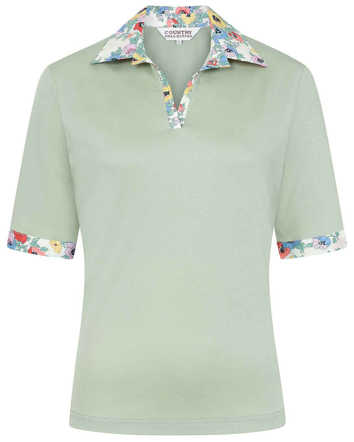 Mirabelle Trimmed Short Sleeve Cotton Polo Top - Image 3 - Country Collection