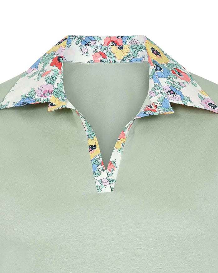 Mirabelle Trimmed Short Sleeve Cotton Polo Top - Image 4 - Country Collection
