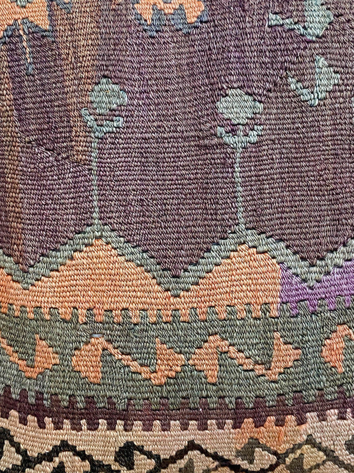 Mischief III Handmade Turkish kilim pillow cover made with vintage rugs 18x18  brown orange